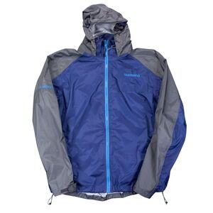 Shimano Mens XL Blue Lightweight Nylon Fishing‎ Rain Jacket Wind Full Zip Hooded